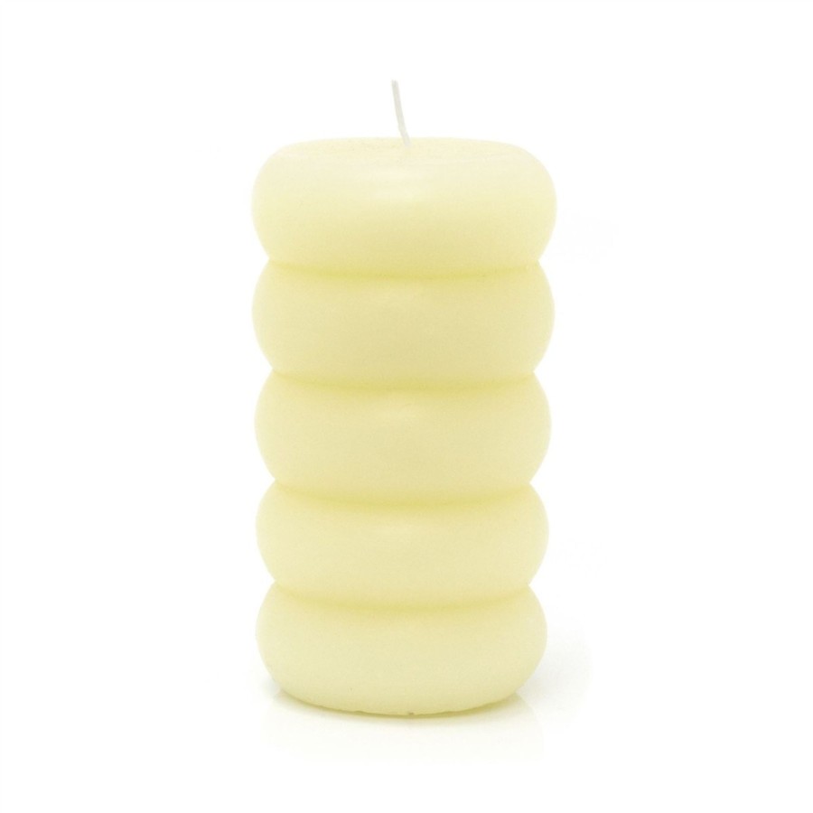 Home Accessories Carousel Shop Candles & Tealights | Ribbed Ivory Cream Pillar Candle | Ribbed Design Church Pillar Candle - 14Cm