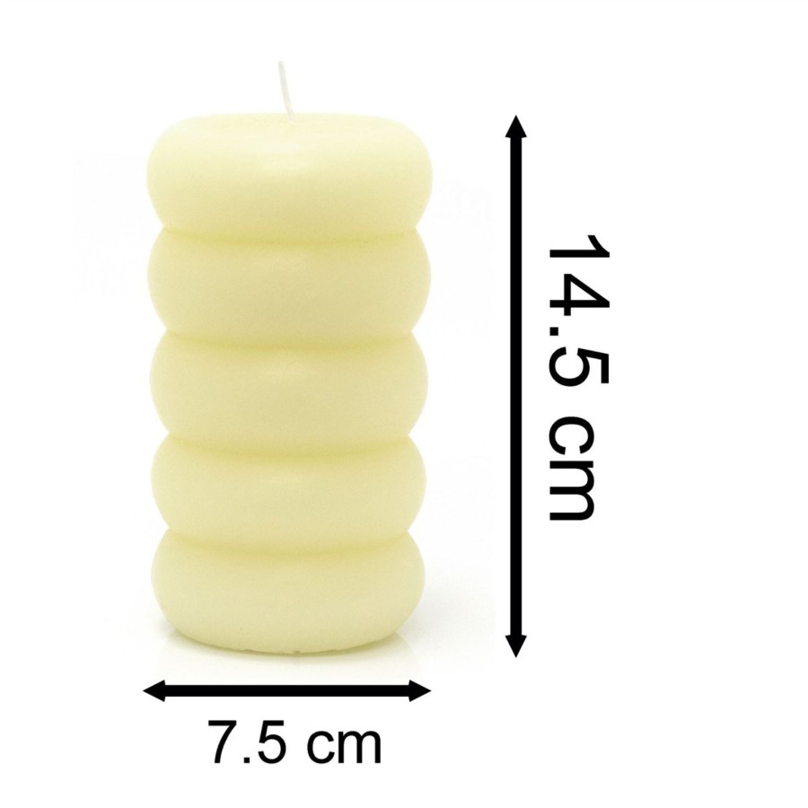 Home Accessories Carousel Shop Candles & Tealights | Ribbed Ivory Cream Pillar Candle | Ribbed Design Church Pillar Candle - 14Cm