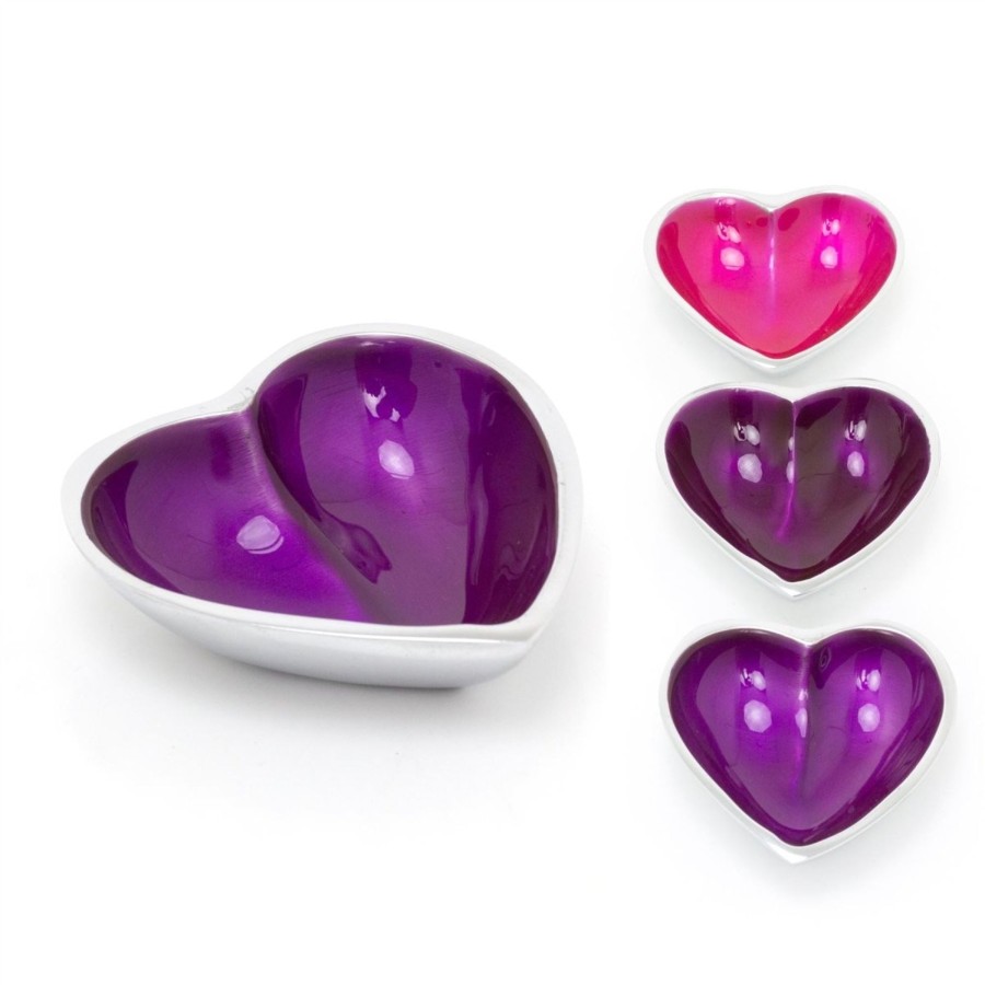 Home Accessories Carousel Shop Decorative Accessories | Small Recycled Aluminium Heart Dish | Heart Shaped Snack Bowl Dip Bowl Vanity Bowl | Heart Dish Trinket Dish Key Bowl Jewellery Dish - Colour Varies One Supplied