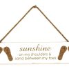 Home Accessories Carousel Shop Signs & Plaques | By The Sea Handcrafted Wooden Hanging Plaque Flip Flops ~ Sunshine On My Shoulders