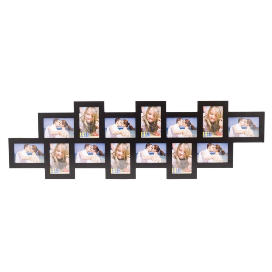 Home Accessories Carousel Shop Photo Frames | Extra Large Picture Frame Multi Aperture Photo Frame 6 X 4 | 14 Aperture Wooden Photo Frame Family Frames | Black Multi Photo Frame 4X6