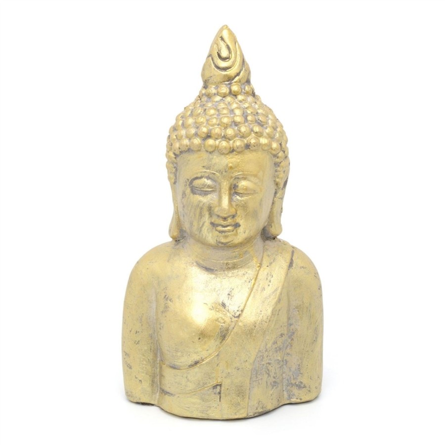 Home Accessories Carousel Shop Garden Decor | 41Cm Large Gold Buddha Garden Ornament | Antique Style Outdoor Buddha Statue | Buddha Head Bust Figurine Sculpture