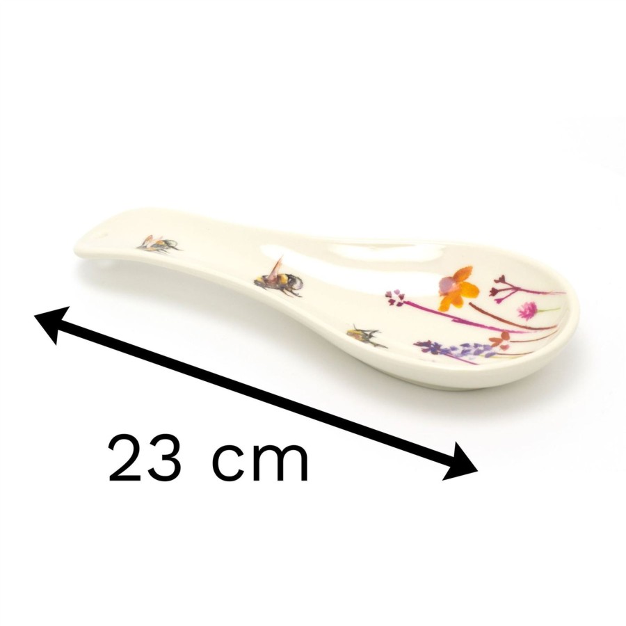 Kitchen & Dining Carousel Shop | 23Cm Busy Bee Floral Spoon Holder | Melamine Floral Kitchen Utensil Rest | Bumble Bee Cooking Ladle Spatula Holder