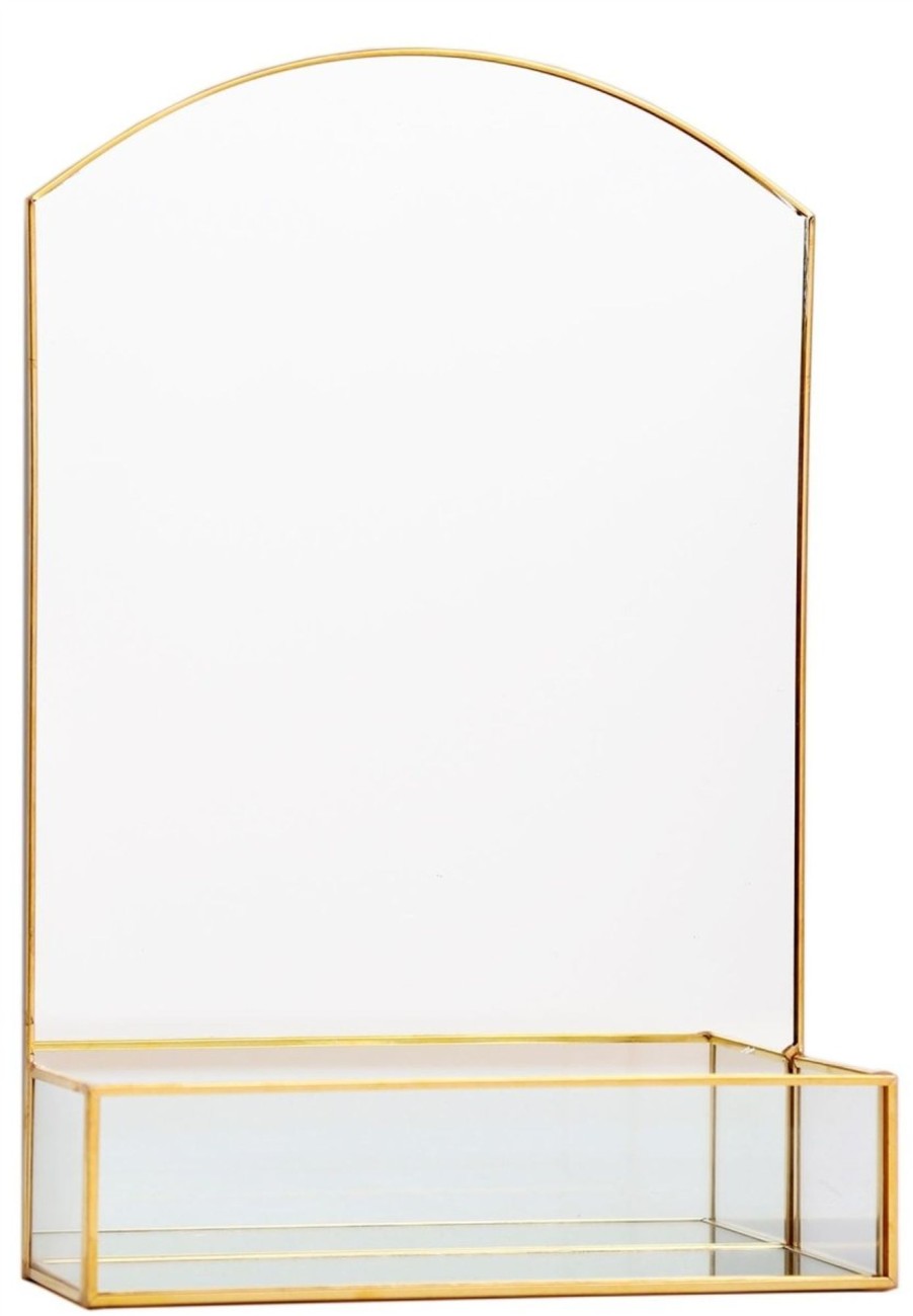 Home Accessories Carousel Shop Bathroom Accessories | Stunning Gold Effect Metal Dressing Table Vanity Mirror ~ Modern Display Storage Shelf