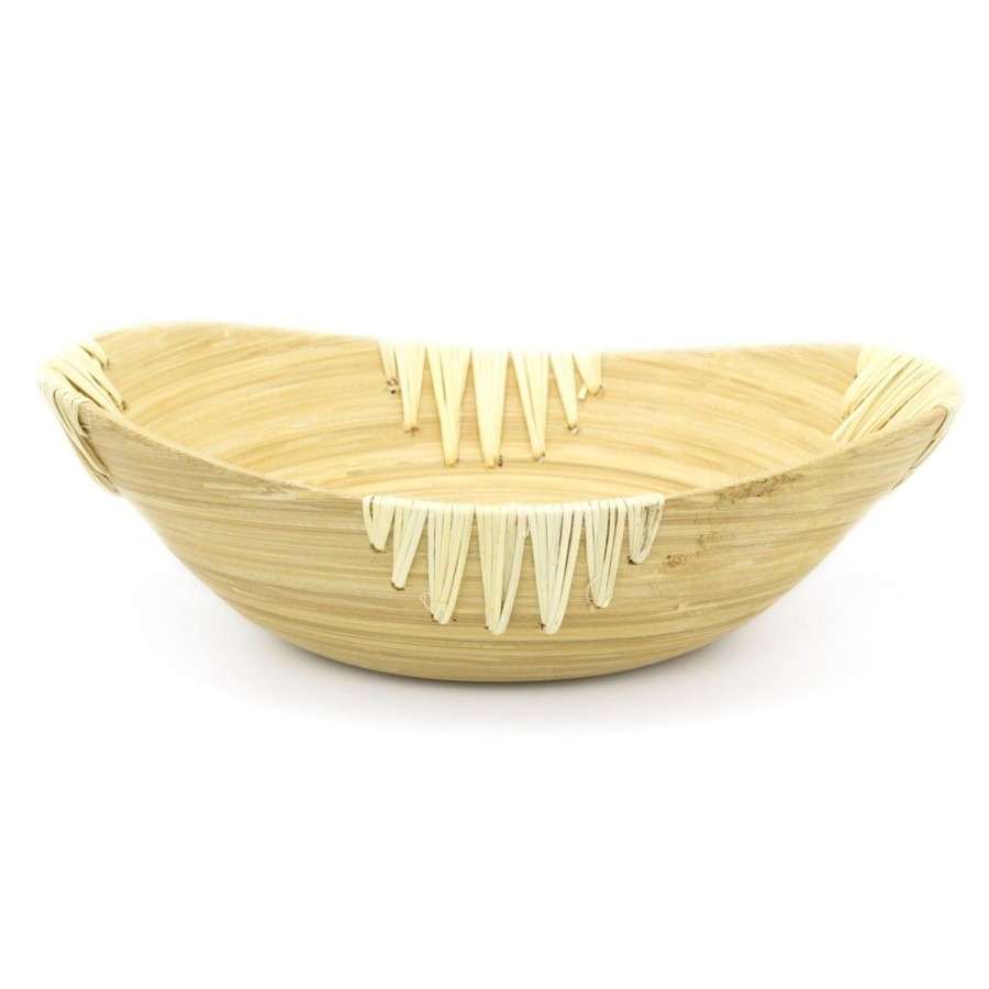 Home Accessories Carousel Shop Decorative Accessories | Oval Bamboo Presentation Bowl | Decorative Wooden Display Dish | Eco Friendly Bamboo Table Centerpieces