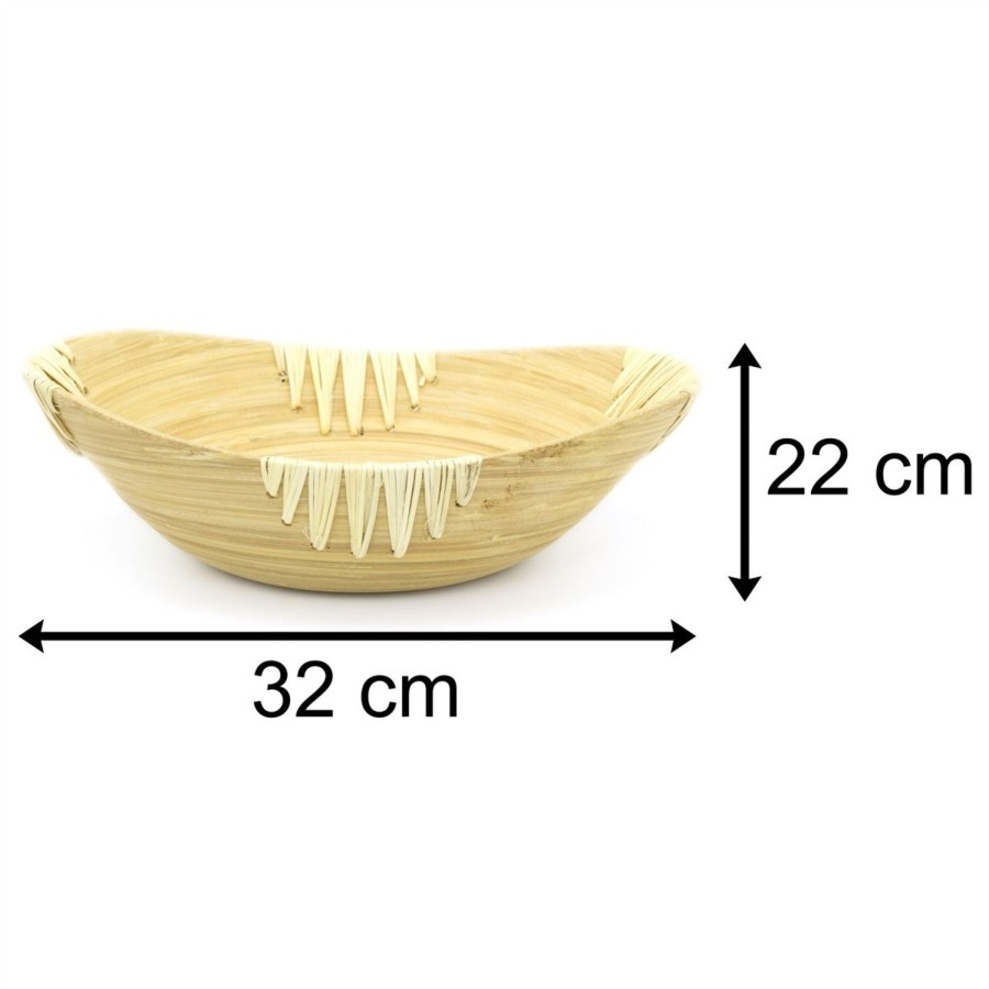 Home Accessories Carousel Shop Decorative Accessories | Oval Bamboo Presentation Bowl | Decorative Wooden Display Dish | Eco Friendly Bamboo Table Centerpieces