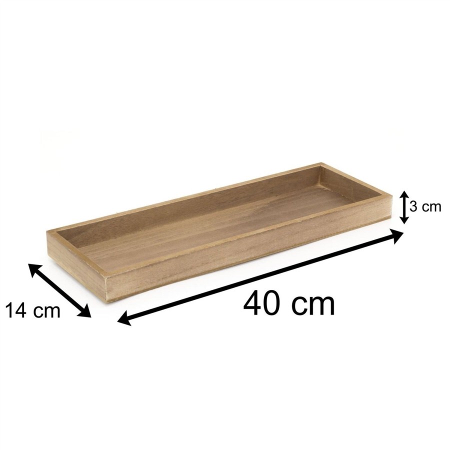 Home Accessories Carousel Shop Decorative Accessories | 40Cm Contemporary Wooden Display Tray Candle Tray | Trinket Tray Jewellery Dish | Rectangle Wood Display Dish